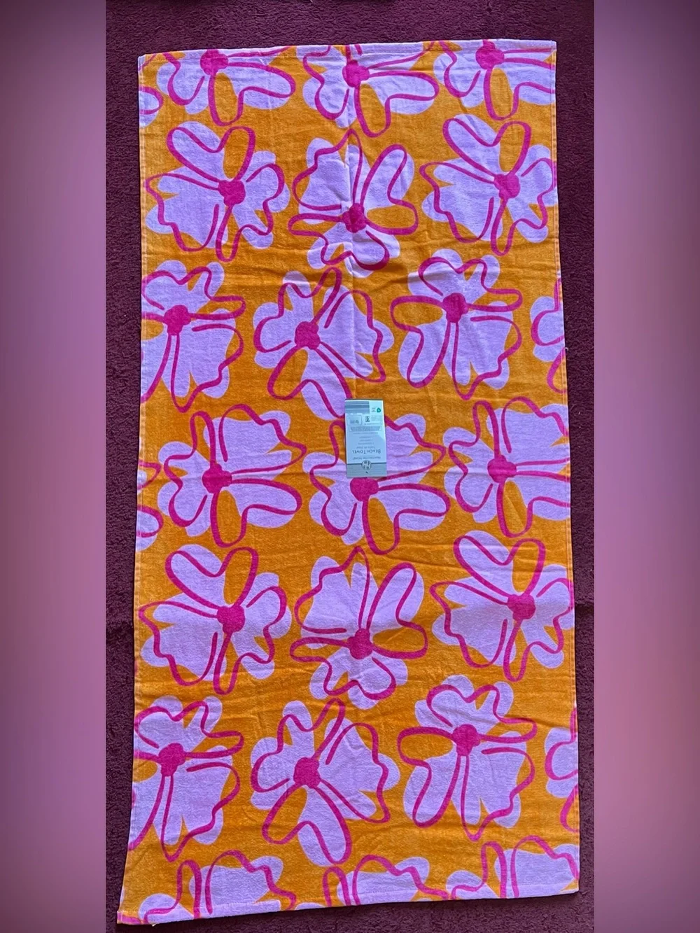 Floral Orange and Pink Beach Towel